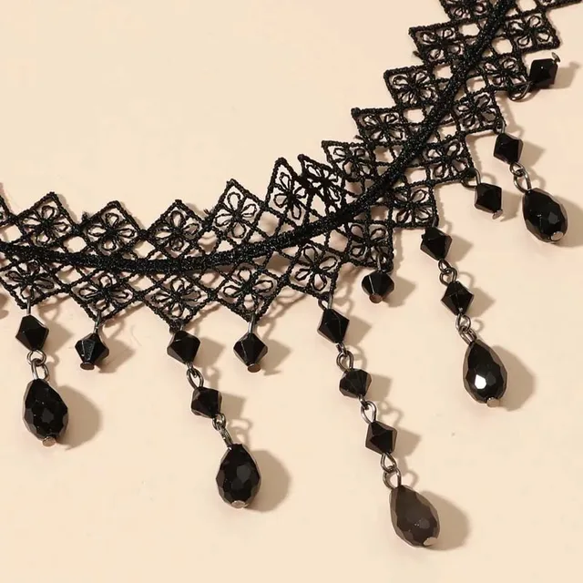 Collier Punk gothique en dentelle noire pour femmes, fleur en cristal, mode cuir noir velours, court et Sexy, ras du cou, bijoux