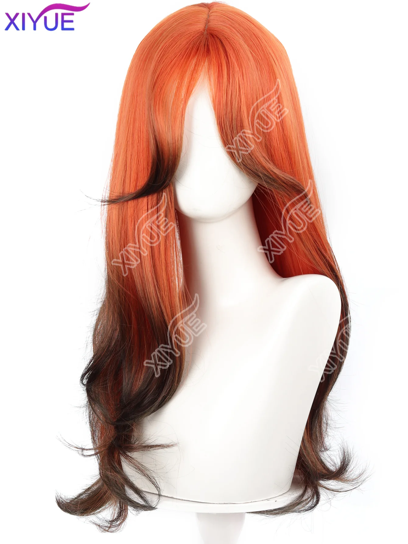XIYUE Gradient Wig Women's Medium length Orange Gradient Black Wig Natural Appearance Synthetic Wig Daily Party Halloween