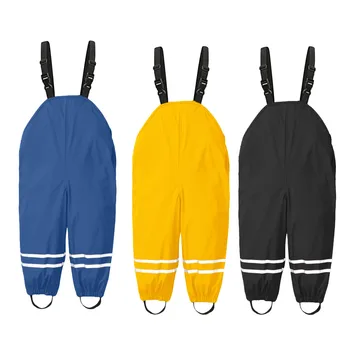 Toddler Kids Boys Girls Rain Dungarees Windproof Waterproof Mud Jumpsuit Clothes One piece rain pants waterproof and breathable