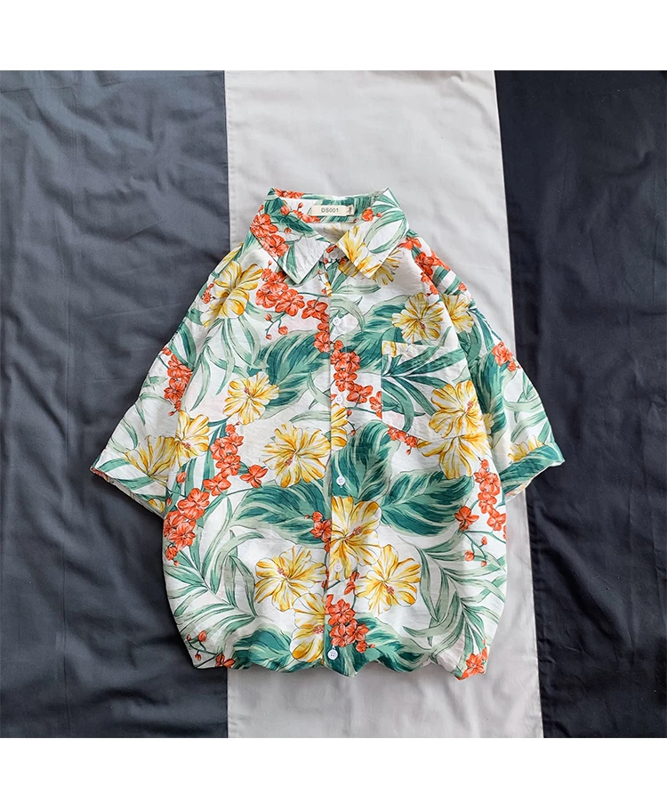 Privathinker Summer Men Casual Shirts Vintage Clothes Baggy Unisex Hawaiian Style Male Cardigan New Fashion Blouses Short Sleeve