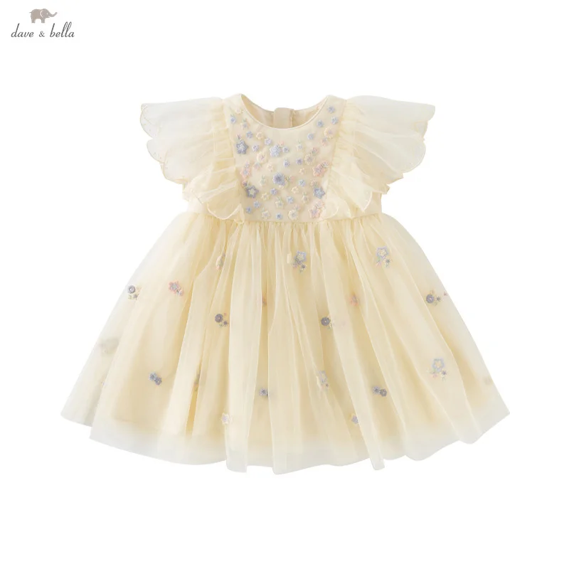 ديف بيلا الصيف الفتيات فستان الأميرة سحر أنيق لطيف شبكة مطرزة فستان زهري حفلة لطيف في الهواء الطلق DB 2250967