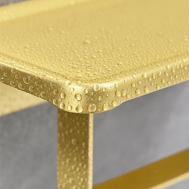 Space Aluminium Gold Toilet Paper Holder 1PC Bathroom Phone Storage Roll Paper Holder Punch/No Punch Wall Mounted Bathroom Shelf