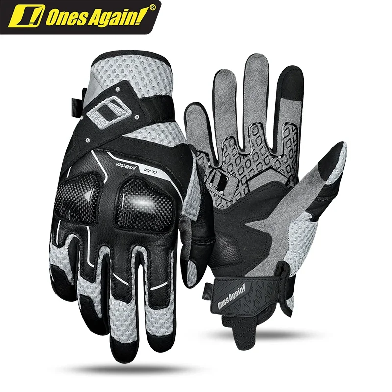 

Ones Again Motorcycles Gloves Cycling Gloves Carbon Fiber Riding Racing Anti Drop Summer Breathable Mesh Goatskin Leather mitten