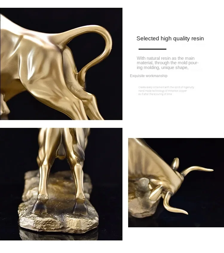 Lucky Taurus Zodiac Ornament Resin Cow Statue Desktop Office Desk Decor Modern Bookcase Display Home Decoration Creative Gift
