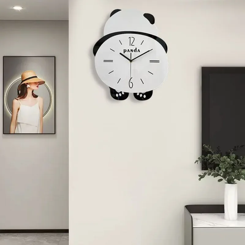 

Modern Design Panda Shaped Swinging Wall Clock Home Living Room Fashion Wall Hanging Silent Clock Children's Room Creative Clock