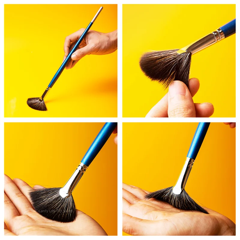 Pottery Tools Fan-shaped Brush Wooden Rod Good Water Absorption DIY Ceramic Large-area Coloring Brush Glaze Hydration