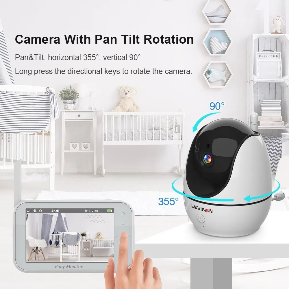 LS VISION 4.3 Inch Baby Monitor Scurity Potection Cmera For Kids IPS Screen Night Vision Battery Cam 2-Way Talk Auto Rotation security camera wireless baby monitor video baby monitor