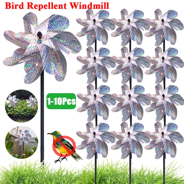 Madártaszító Szélmalom Kültéri Kerti Madárcsökkentő Csillogó Pinwheels Diy Ezüst Szél Fonó Gyerekek Játék Otthoni Gyep Dekoráció