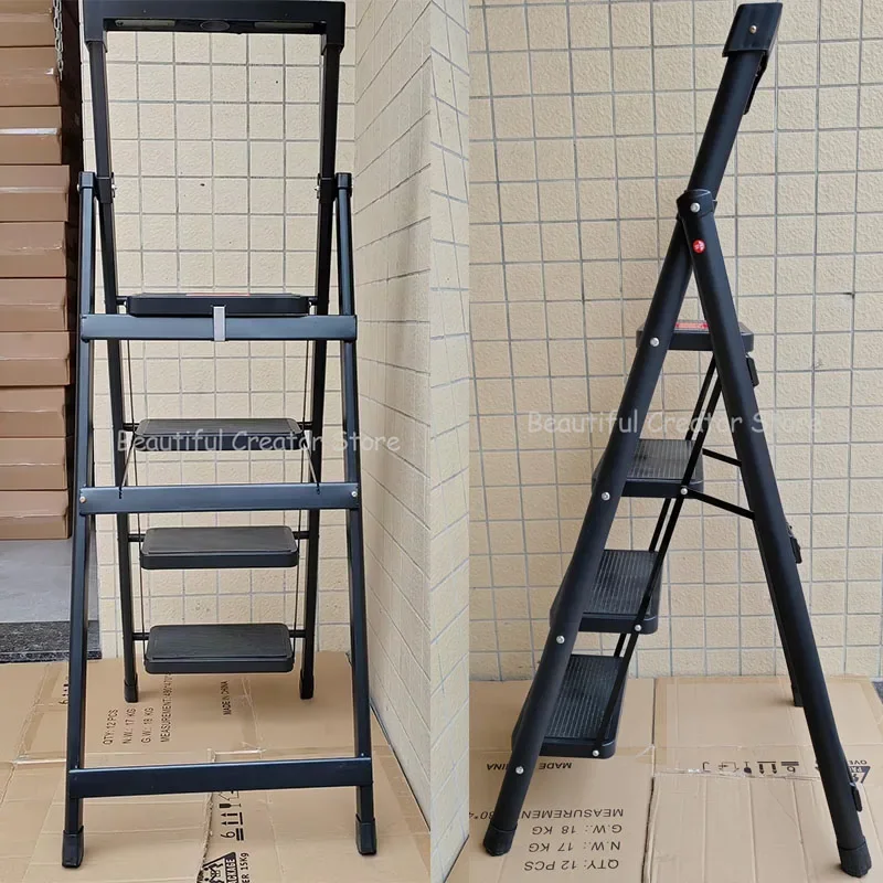 Folding Ladder Aluminum Household Folding Ladder 3/4 Steps Ladders For Home Multifunction ladder chair Stairs Herringbone ladder work ladder platform