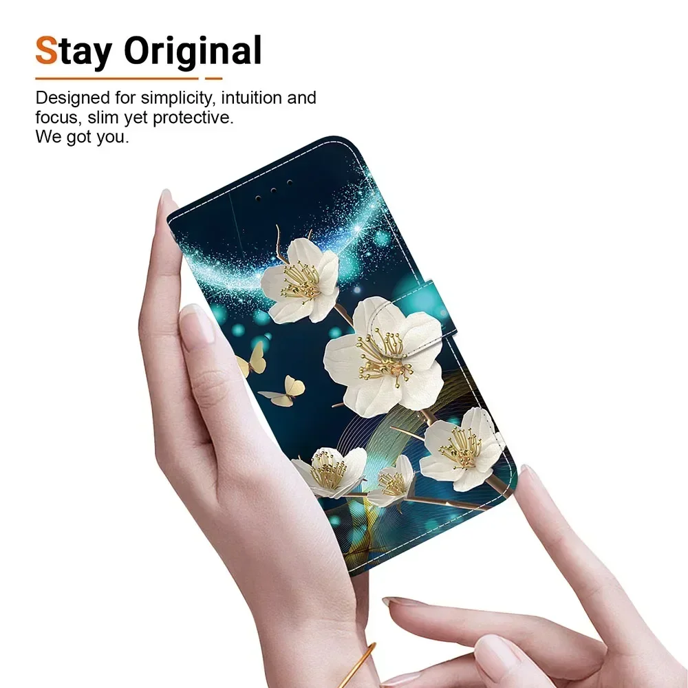 Elegant Butterfly Flower Pattern Leather Wallet Flip Case Phone Cover
