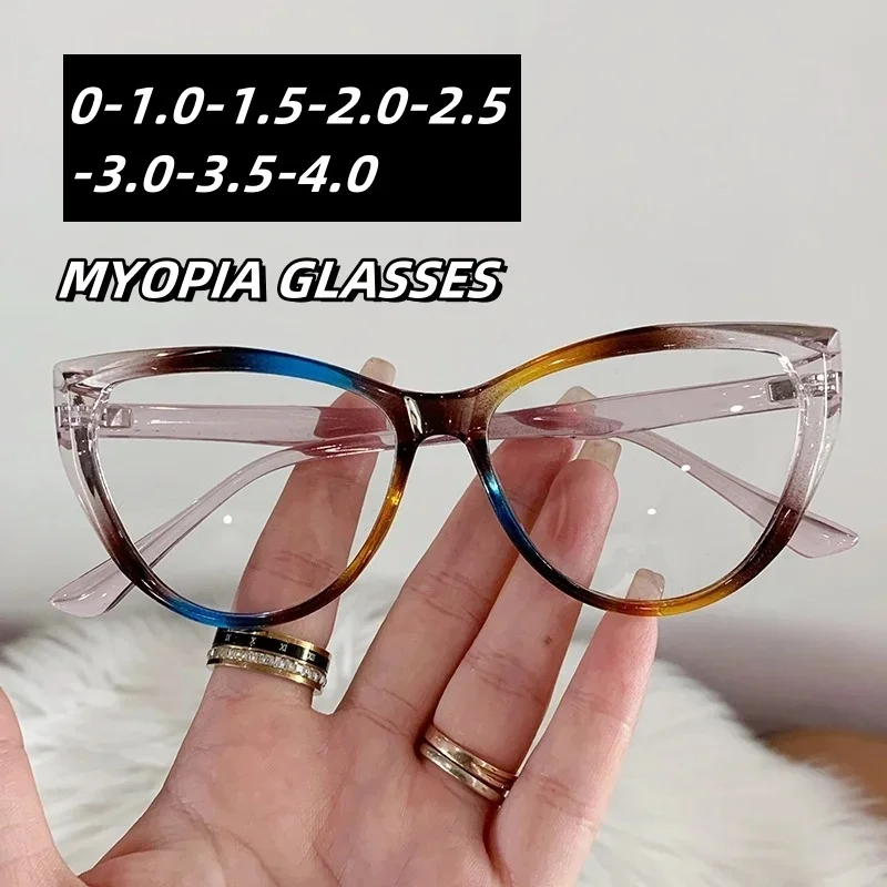 Vintage High Definition Cat Eye Myopie Brille Anti Blaues Licht Kurzsichtigkeit Brillen Ultraleichte Minus Sichtbrille 0 bis -4,0