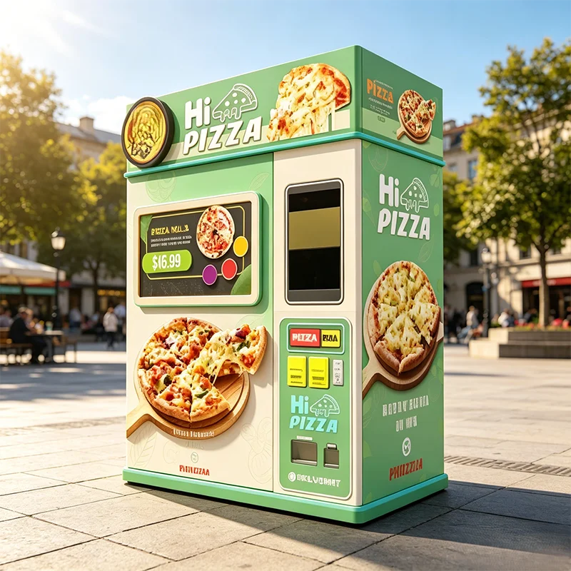 Automatic Pizza Vending Machine with 3 Layer Glass Insulation Heat Retention Oven 3