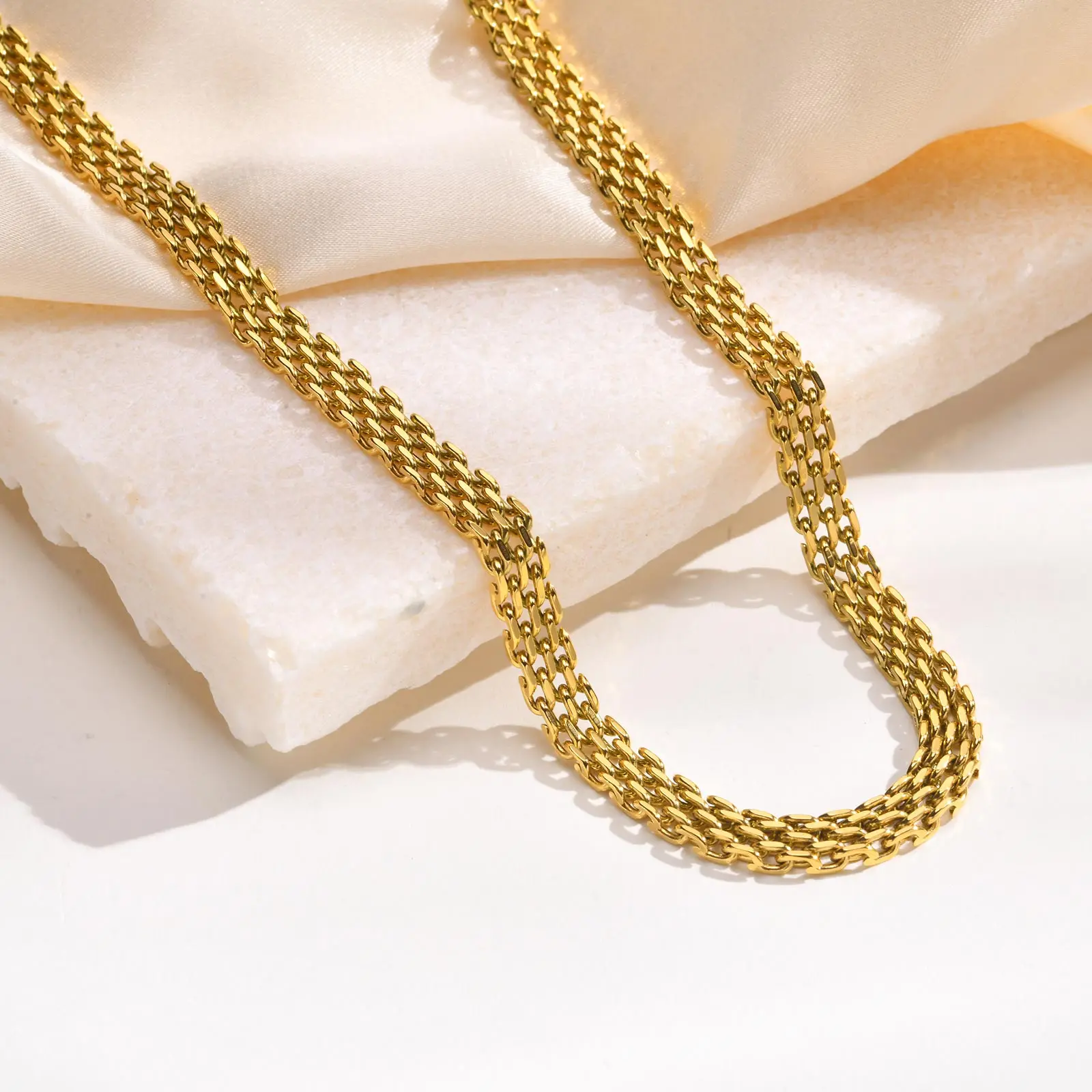 Vintage Mesh Choker Necklace for Women, 18k Gold Plated