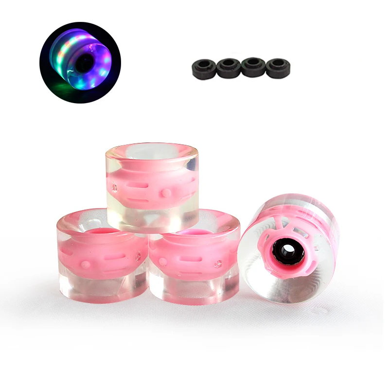 4pcs 60X45mm Led Skateboard wheels Pennyboard PU longboard wheels 78A soft fishboard wheels PU wearable wheels