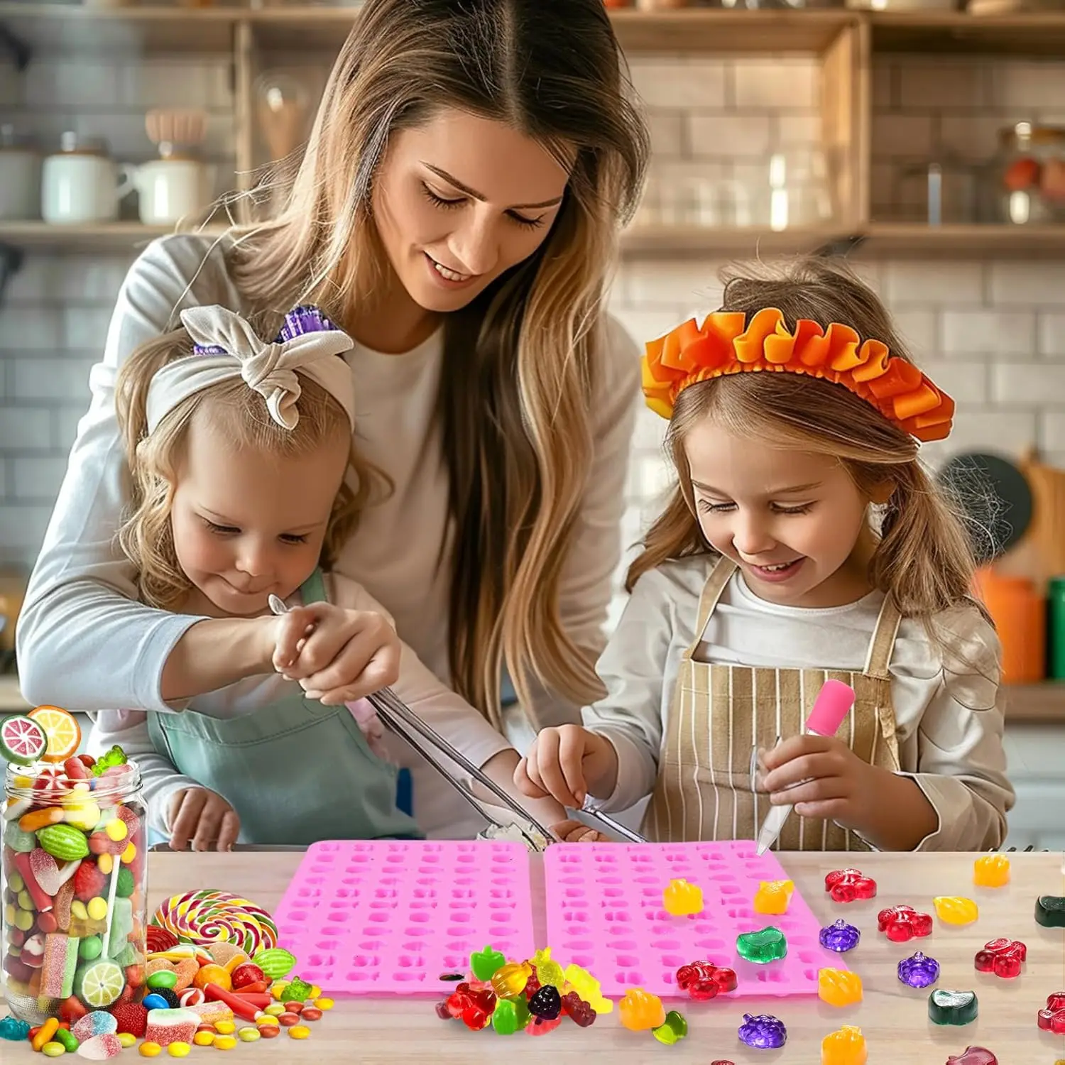 Silicone Gummy Bear Candy Chocolate Molds 5 Pack 50 Cavity to Make Bear Candy for Your Kids BARRETLGQ