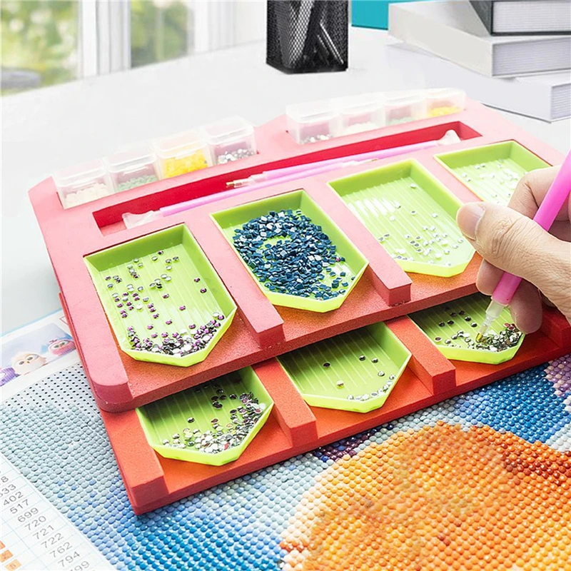 Multifunctional Diamond Painting Tray Holder Drill Pen Drill Pen Box Organizer DIY Craft Sewing Storage Tray diamond painting storage box storage box plastic storage box storage container storage bag diamond painting accessories diamond painting tool set