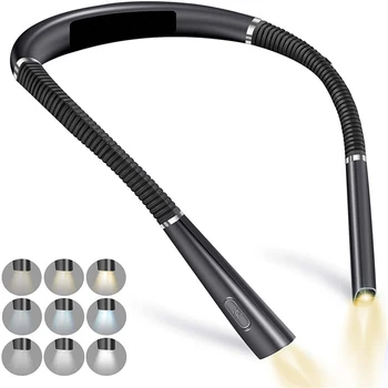휴대용 USB 충전식 책 조명, 유연한 핸즈프리 LED 목 조명, 포옹 독서 램프, Led 야간 조명 손전등