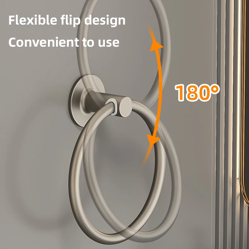 Bathroom Towel Holder Space Aluminum Wall Mount Self Adhesive Round Towel Ring FR1054 bathroom towel holder