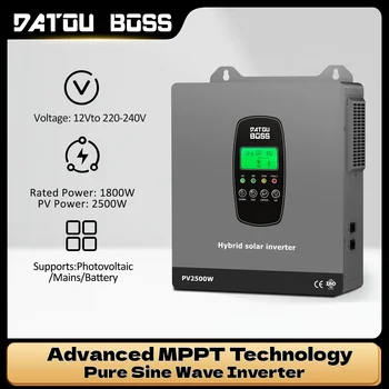 DATOUBOSS Inverter ibrido solare 1800W 12V Regolatore di carica MPPT integrato per uso domestico RV Camping Off Grid Power Supply