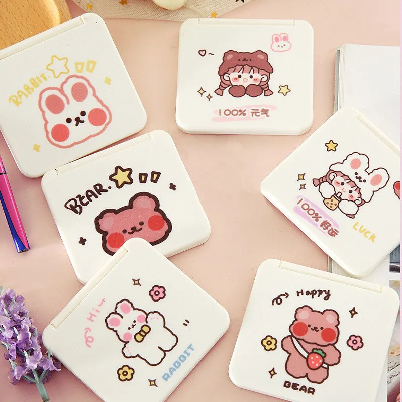 

Cartoon Portable Double-Sided Small Mirror Cute Little Bear Cosmetics Mirror Student Makeup Mirror Women Cosmetics Tools
