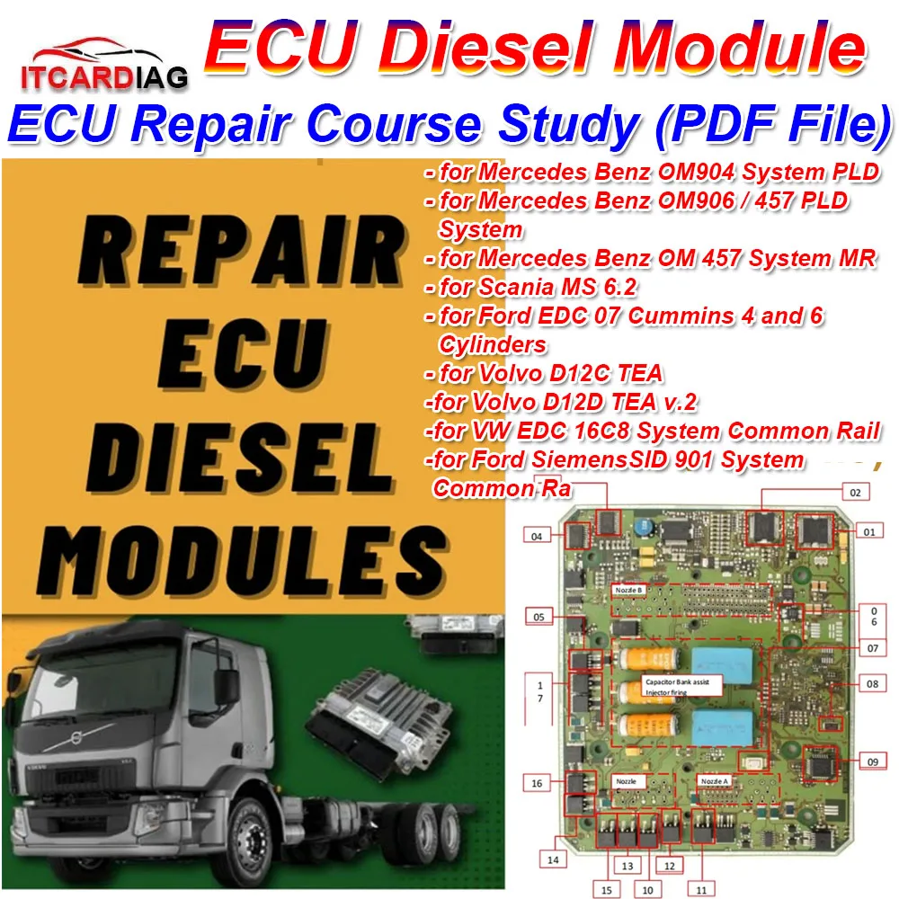 

Repair ECU Diesel Module PDF File ECU Repair Basic Course Study For Mercedes-Benz for Volvo for Scania for Ford for V-W Only PDF