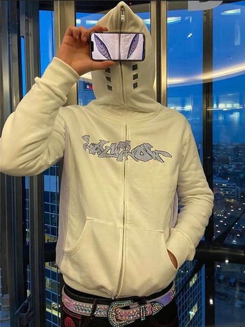 Y2K Full Zip Hoodies Hip Hop Graphic Print Hooded Sweatshirts Streetwear  Harajuku Goth Oversized Winter Men Jackets Coat Clothes - AliExpress
