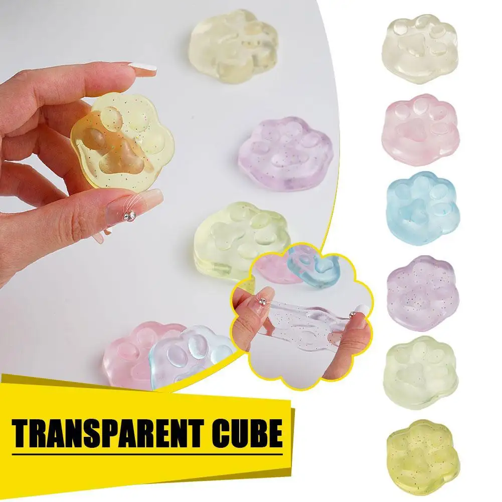 

Mini Toys Mochi Ice Block Stress Ball Toy Transparent Cube cat paw fish Stress Relief Squeeze Toy