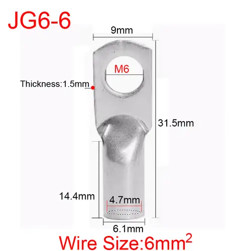 JG6/10/16/25/35/50/70/95/120-300 Marine Copper Screw Hole Electric Wire Cable Ring Tubular Cord End Lug Connector Crimp Terminal - Image 32