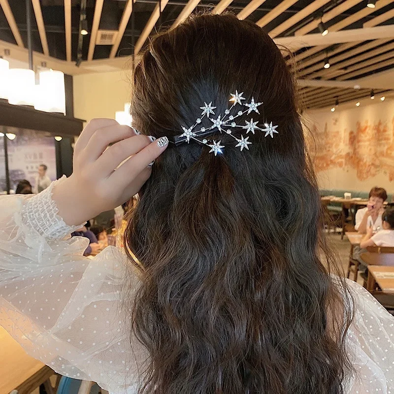 

Fashion Girls Gold Silver Hairpin Hair Accessories Hairpin Personalized Side Clip Hairpin Crystal Women's Headwear