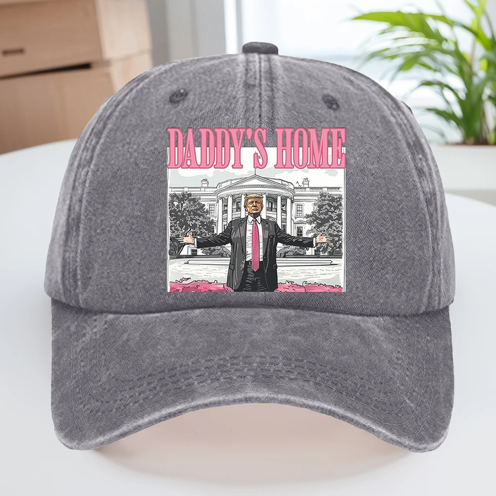 Trump Hat Comfortable President Hat Adjustable Distressed Cap Christmas Themed Washed Cotton Baseball Cap for Outdoor Activities