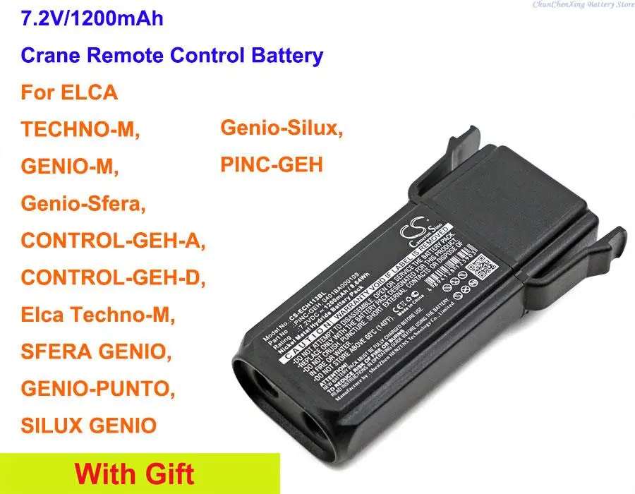 

Cameron Sino 1200mAh Battery PINC-GEH for ELCA CONTROL-GEH-A, GEH-D, Techno-M, GENIO-M, GENIO-PUNTO, Sfera, Genio-Silux,PINC-GEH