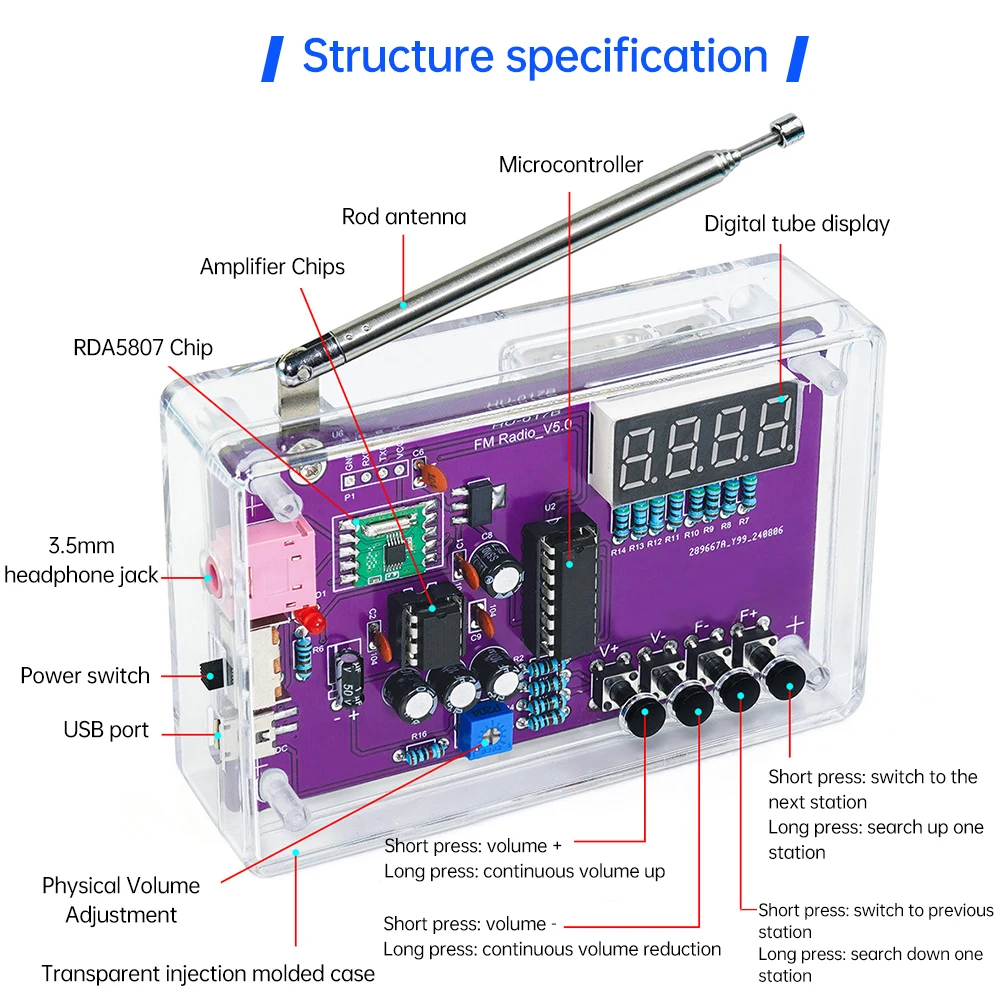 FM Radio Kit DIY Practice Electronic Parts Learning Set
