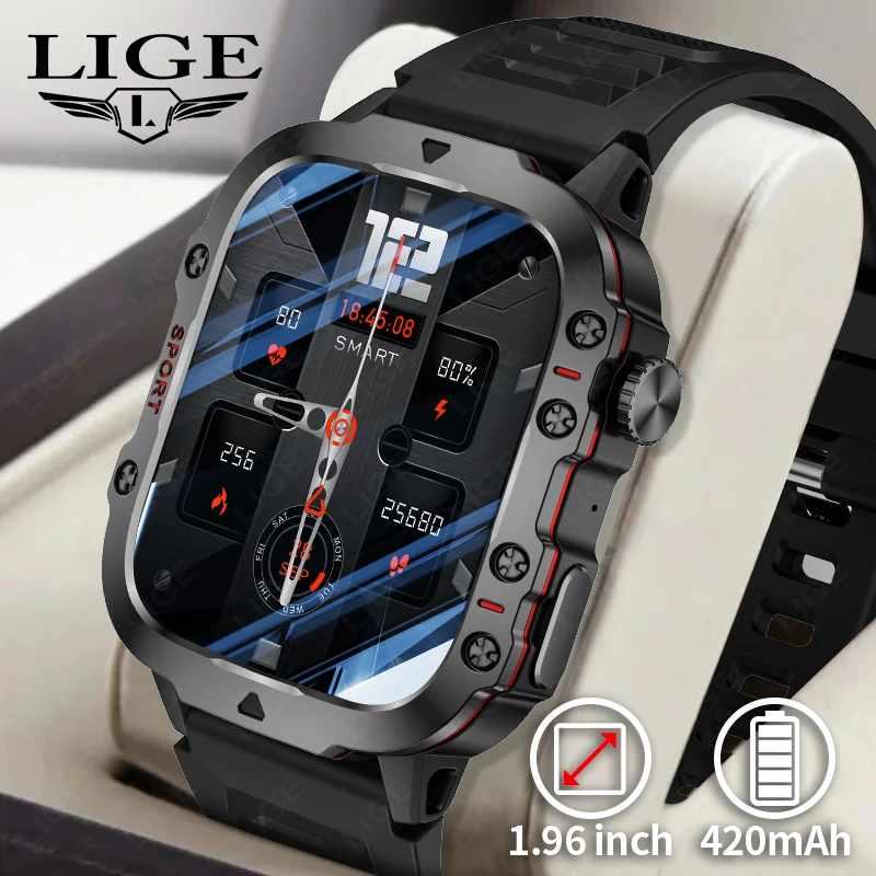 

LIGE New Smart Watch Men Waterproof Outdoor Sports Fitness Tracker 420MAH Large Battery Sleep Monitor Smartwatch for Android iOS