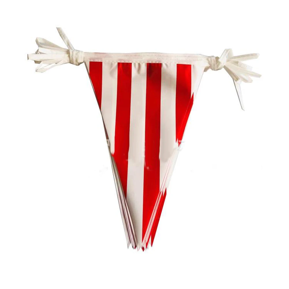 

10/30M Flags Carnival Theme Party Decorations Red And White Striped Pennant Ban Decoration For Circus Carnival Themed Party New