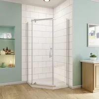 Neo-Angle Semi-Frameless Shower Enclosures Clear Glass Pivot Shower Door Chrome 36.5 in. W x 36.5 in. D x 72 in. 2
