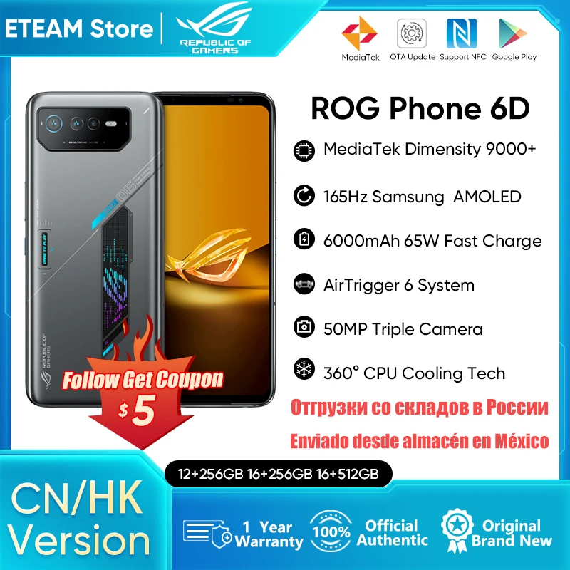 Asus Rog 6D Gaming Mediatek Dimensity 9000 + 165Hz Schermo 6000Mah Rog 6D Ultimate