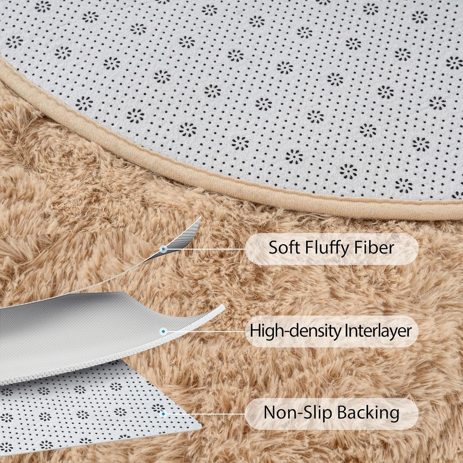 VIKAMA Long Plush Oval Area Rug Super Soft Fluffy Bedroom Bedside Rug Kids Room Nursery Dorm Floor Mat Home Decor