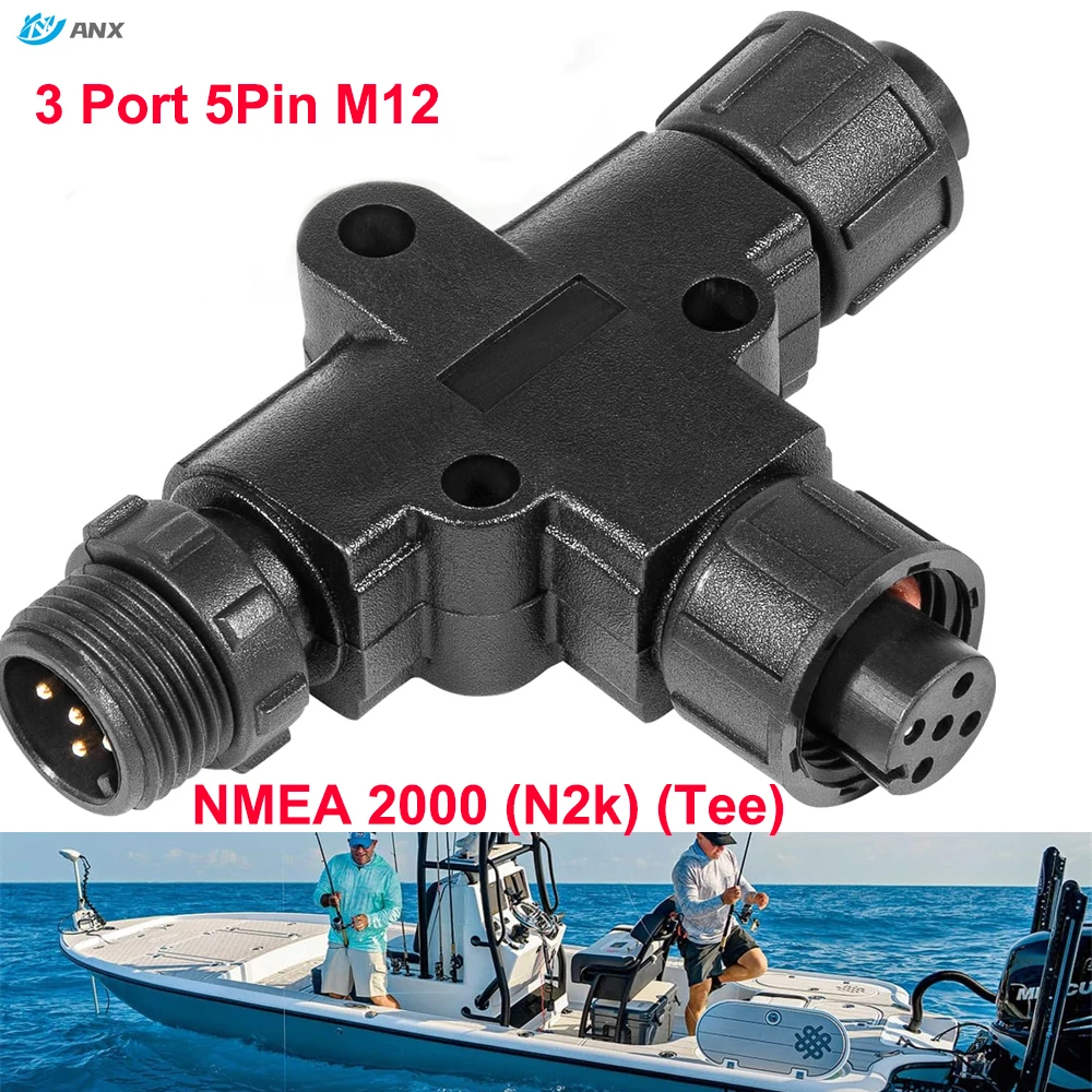 

NMEA 2000 (N2k) (Tee) 3-портовый 5-контактный M12 коннектор IP67 (Tee) T-коннектор для Garmin Lowrance Simrad B & G Navico сетей лодки/яхты