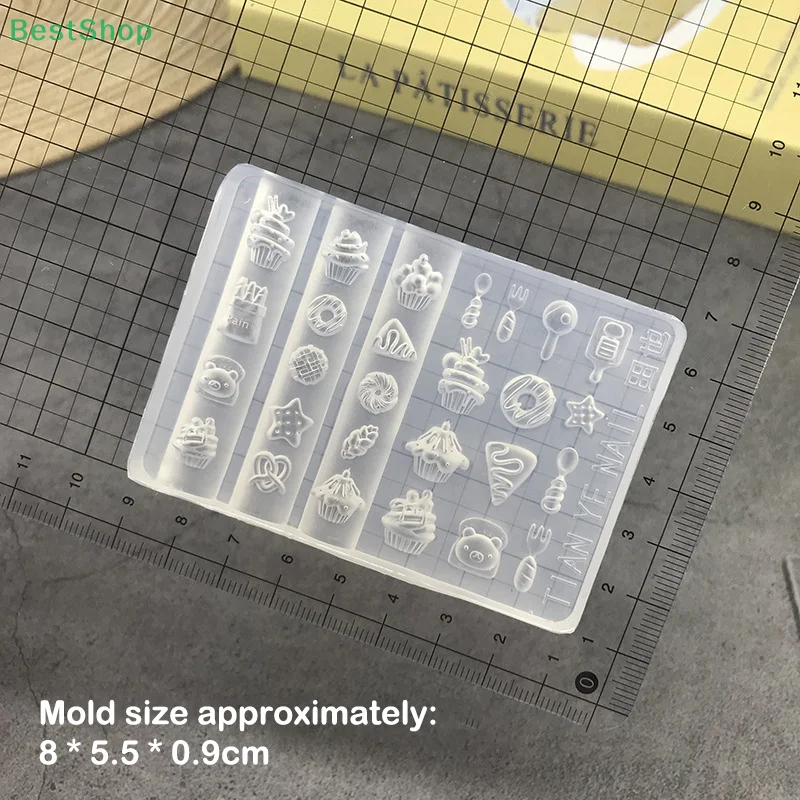 ?? 3D 실리콘 네일 아트 몰드 케이크 아이스크림 스낵 패턴 디자인 네일 장식 투명 매니큐어 템플릿