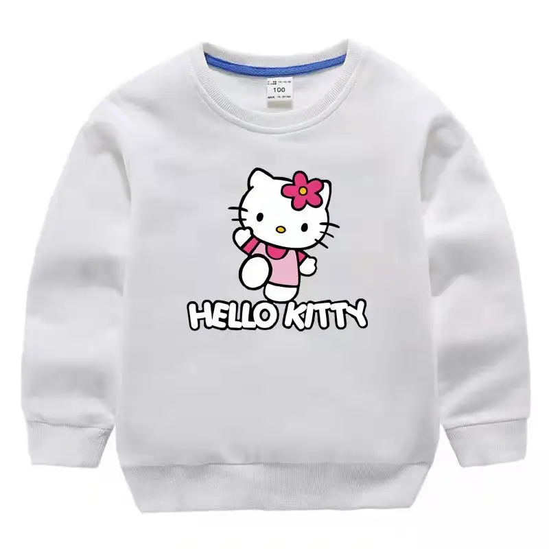 thumbnail image 1 of Hello Kitty-Camiseta informal de algodón con cuello redondo para niños y niñas, jersey de dibujos animados de Anime, suéter, ropa para bebés, 1 of 5