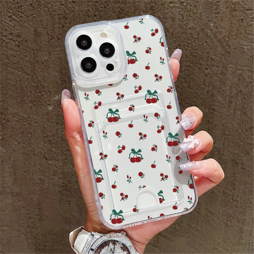 Cartoon Phone Case with Card Holder - Soft Silicone Cover