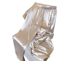 Mode coréenne taille haute mince jambe large femmes été bureau dame couleur unie droite tout-match pantalons décontractés pantalons vêtements 6