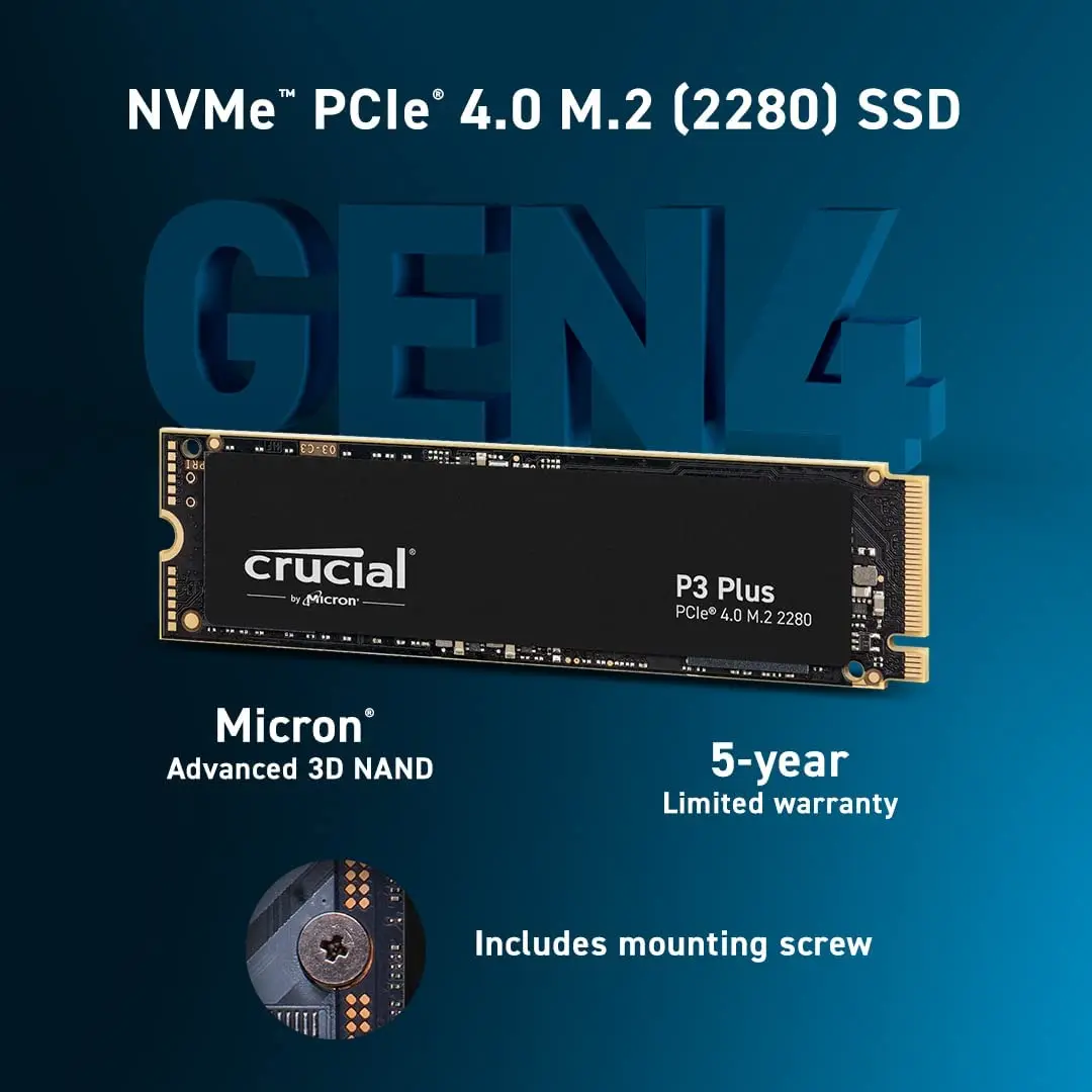 Crucial P3 Plus 500GB 1TB 2TB PCIe Gen4x4 SSD 3D NAND NVMe M