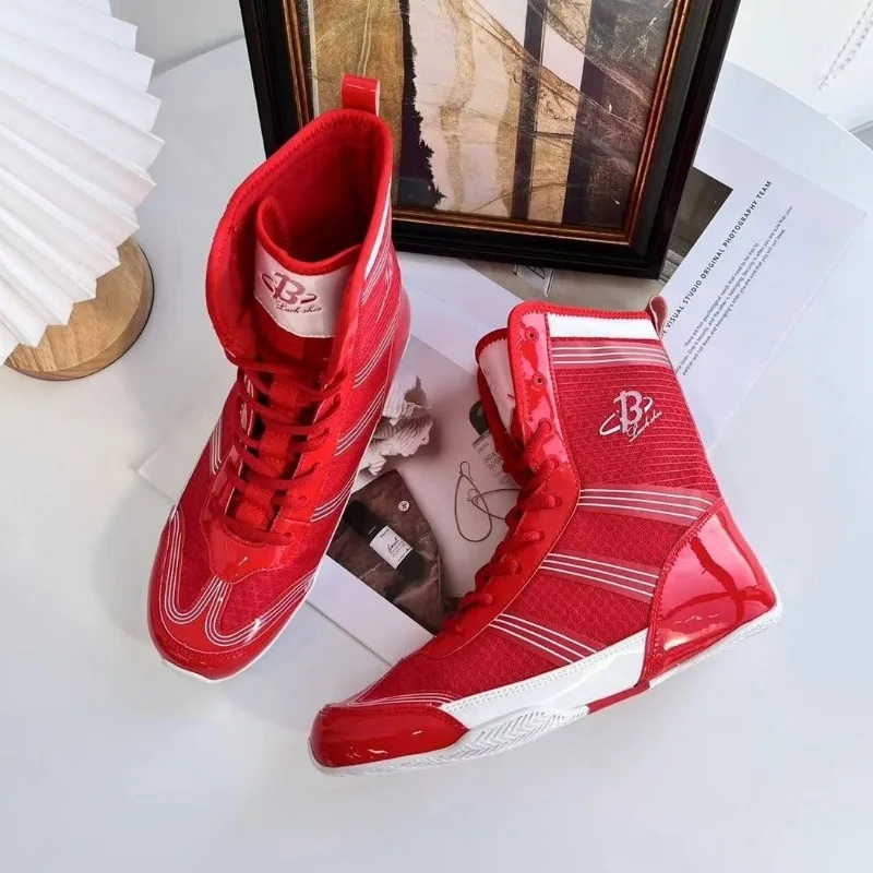New Boxing Shoes Men Blue Red Fighting Shoes for Mens Mesh Breathable Wrestling Boots Man Designer Professional Sports Shoe