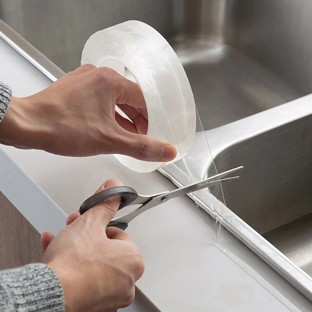 Moule étanche pour évier de cuisine domestique, ruban adhésif transparent,  outil de joint d'eau auto