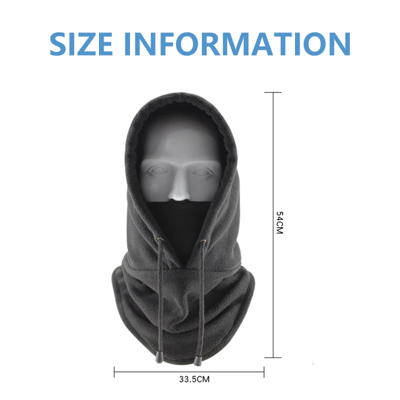 Warm Winter Cap Windproof Polar Fleece Cycling Balaclava Mask Adjustable Thermal Cold Proof Unisex Neck Cover Motocycle Ski Mask