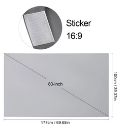 Portable 12 - Inch HD Frameless Projection Screen, Foldable Wall - Mounted - 80 inch
