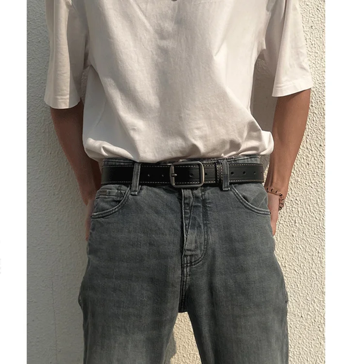 Ceinture à boucle aiguille Tendance Ins Ceinture simple pour jeans Ceinture unisexe polyvalente pour pantalons_voghion.com