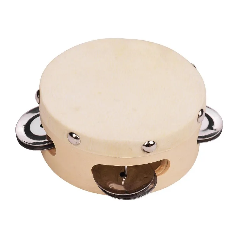 New 4/6/8inch Tambourine Orff Sheepskin Drum Wood Tambour Panderos Bell Jingles Percussion Musical Instruments Timbrel