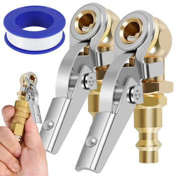 2Pcs Closed Ball Tire 1/4inch FNPT Durable Closed Flow Tire Inflator Air Car Tire Air Chuck Inflator Pump Valve Connector